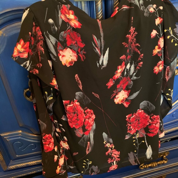 💜 A New Day NWOT Small Sheer Floral Print Top - Picture 2 of 2